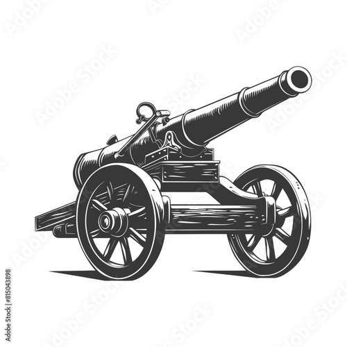 Silhouette vintage old cannon black color only