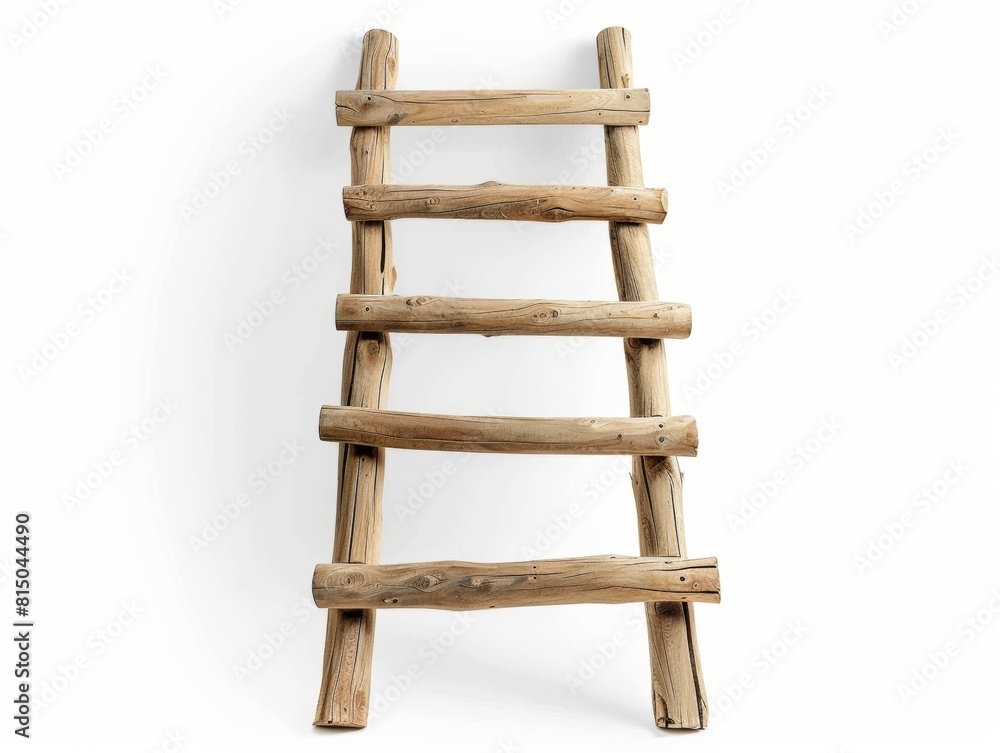 Wooden Ladder with Shadow on White Background Wooden Ladder with Shadow on White Background