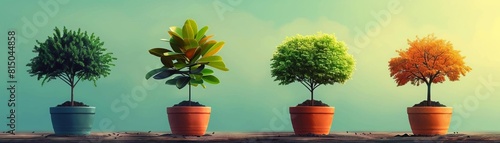 Visual metaphor of retirement growth, tree growing in pots of money, documentary style