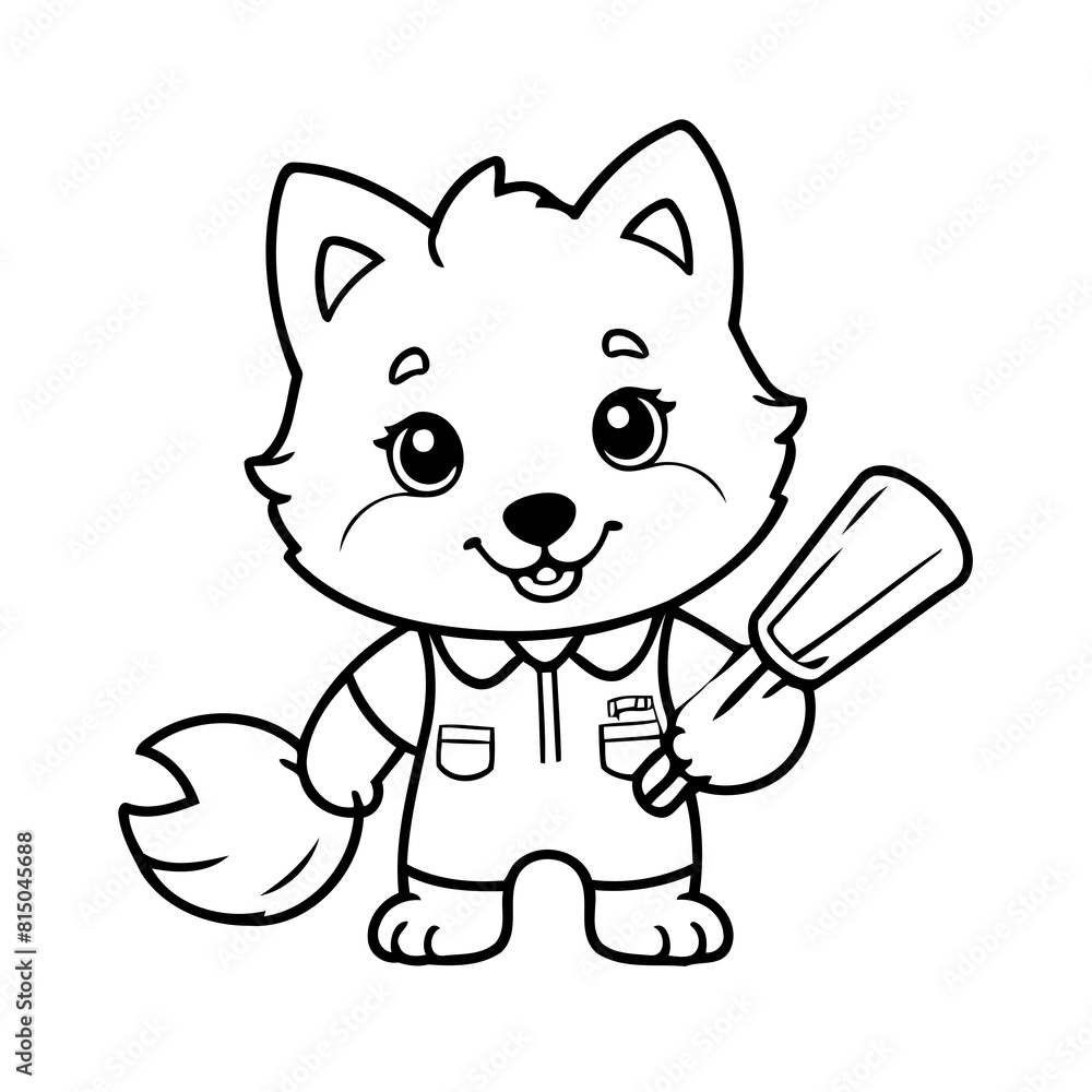 Simple vector illustration of Wolf hand drawn for kids coloring page Simple vector illustration of Wolf hand drawn for kids coloring page
