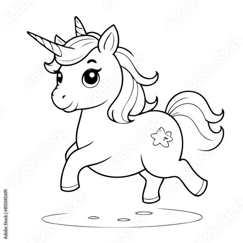 Simple vector illustration of Unicorn for toddlers colouring page