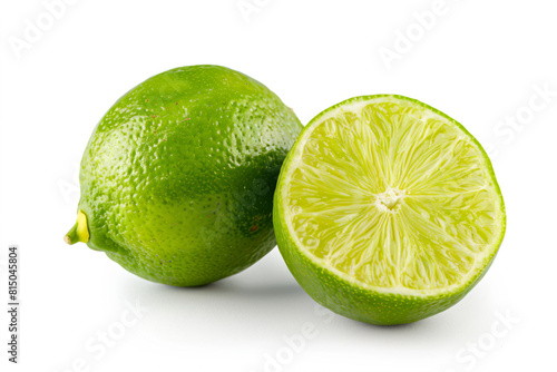 a lime and a half of a lime on a white surface