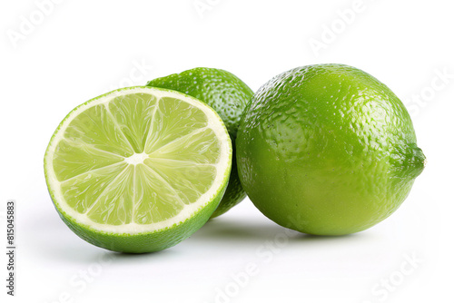 a lime and a half of a lime on a white surface