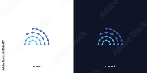 Abstract Connect Signal Logo Design. Dot Circle Connected as Network Logo Design Vector Illustration.
