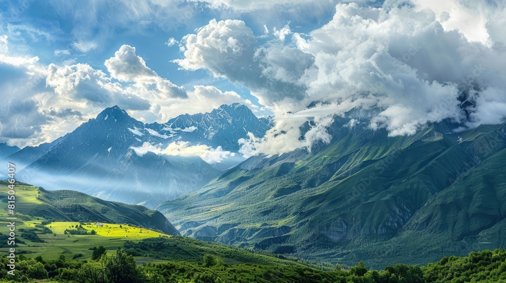 Mountains with a Beautiful View in Cloudy Sky Day Mountains with a Beautiful View in Cloudy Sky Day