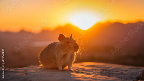 Gerbil looking at the sunset