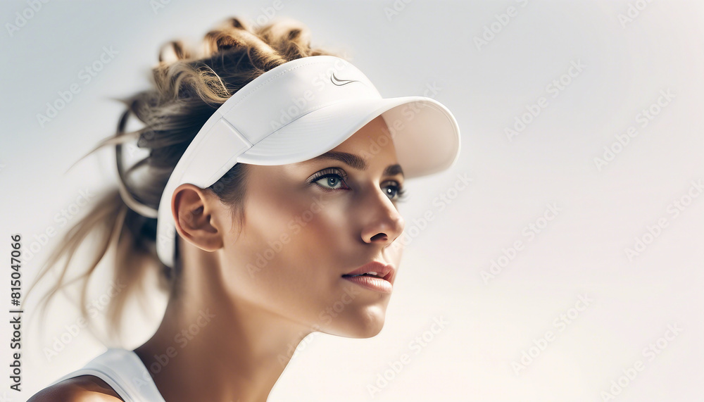 Intimate portrait of an American tennis player women, isolated white background
Intimate portrait of an American tennis player women, isolated white background