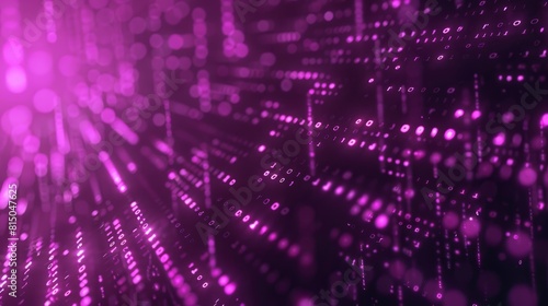 Purple digital binary data on computer screen background Banner hyper realistic 