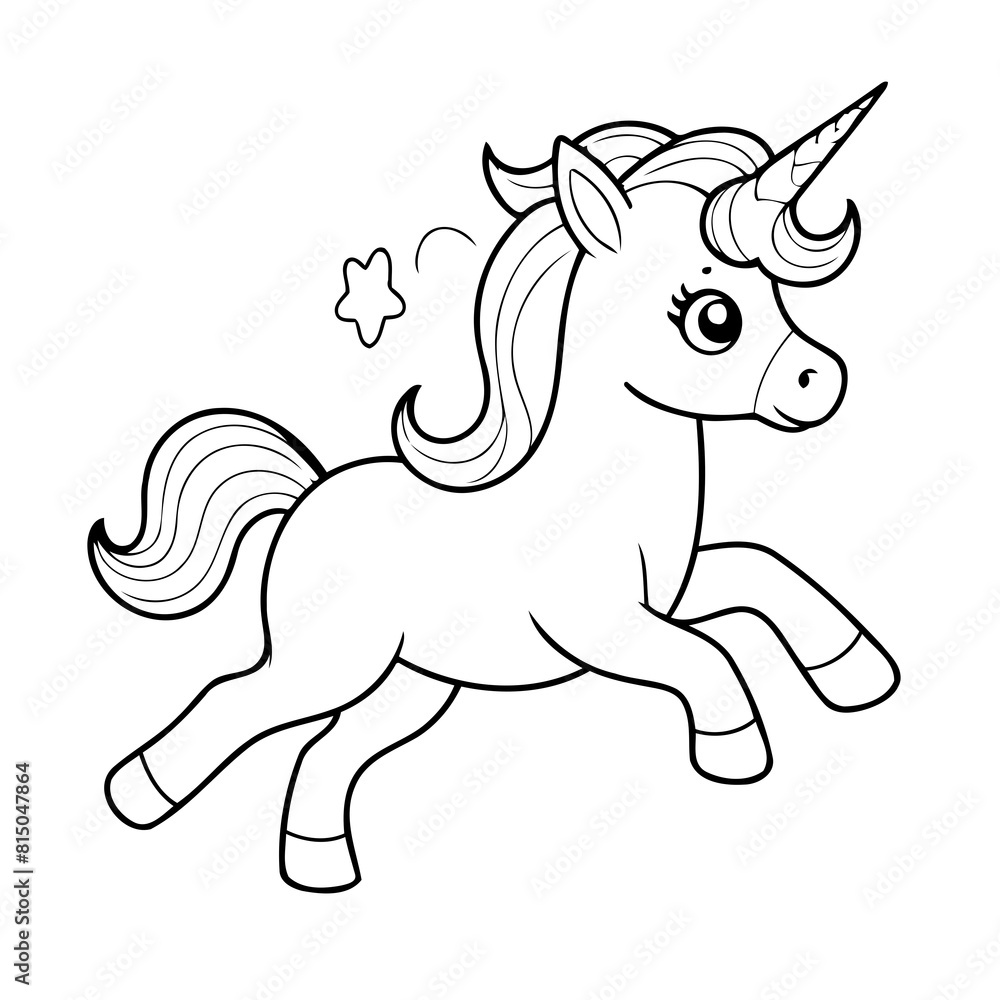 Vector illustration of a cute Unicorn doodle colouring activity for kids Vector illustration of a cute Unicorn doodle colouring activity for kids
