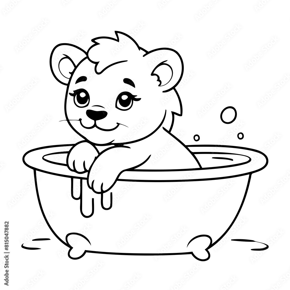 Vector illustration of a cute Lion drawing colouring activity Vector illustration of a cute Lion drawing colouring activity