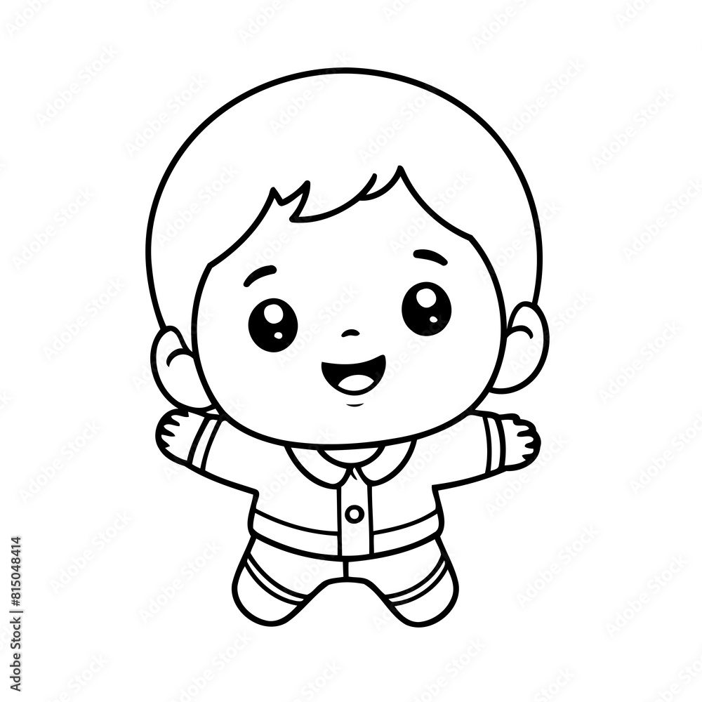 Vector illustration of a cute Kid doodle for kids colouring page Vector illustration of a cute Kid doodle for kids colouring page