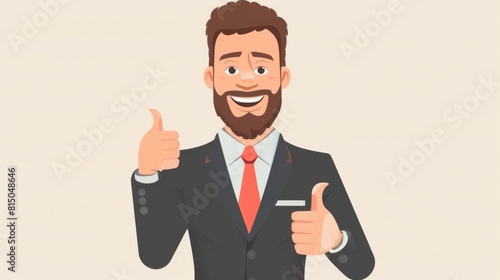 business and advertisement concept - man showing poster and thumbs up