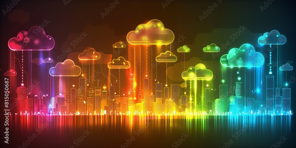 Various clouds in a rainbow of colors create a vibrant and dynamic background Various clouds in a rainbow of colors create a vibrant and dynamic background