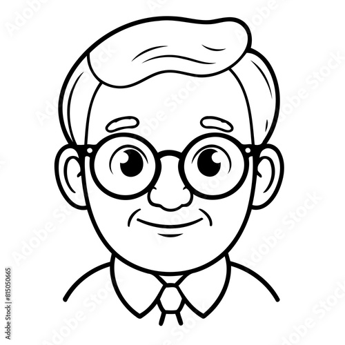 Simple vector illustration of Oldman drawing for toddlers book