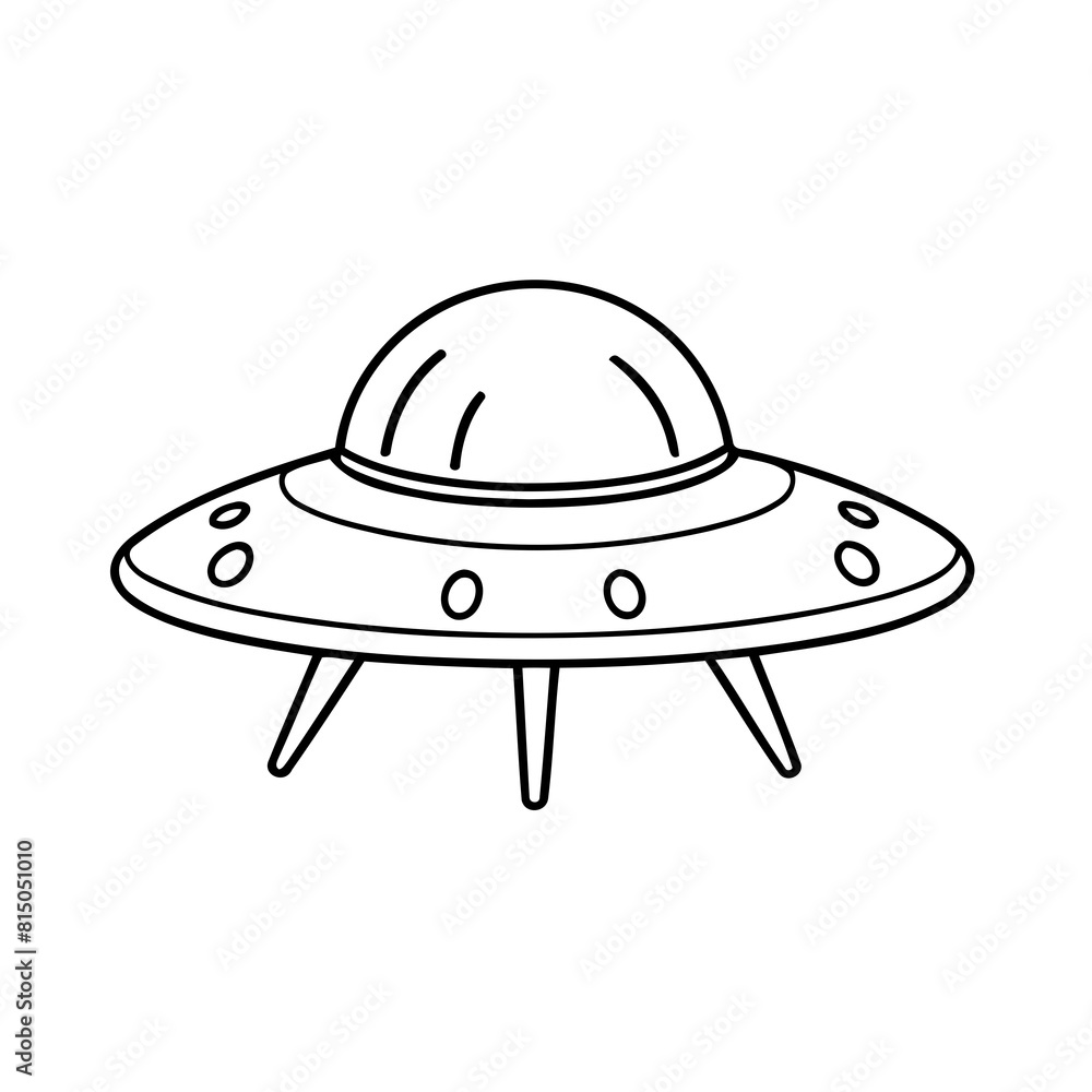 Fototapeta premium Vector illustration of a cute UFO doodle drawing for kids page
