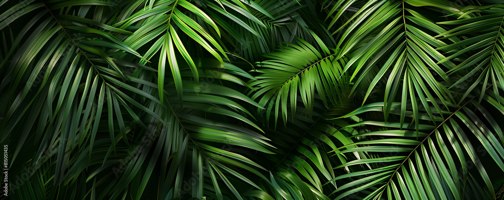 Lush green tropical palm leaves backdrop Lush green tropical palm leaves backdrop