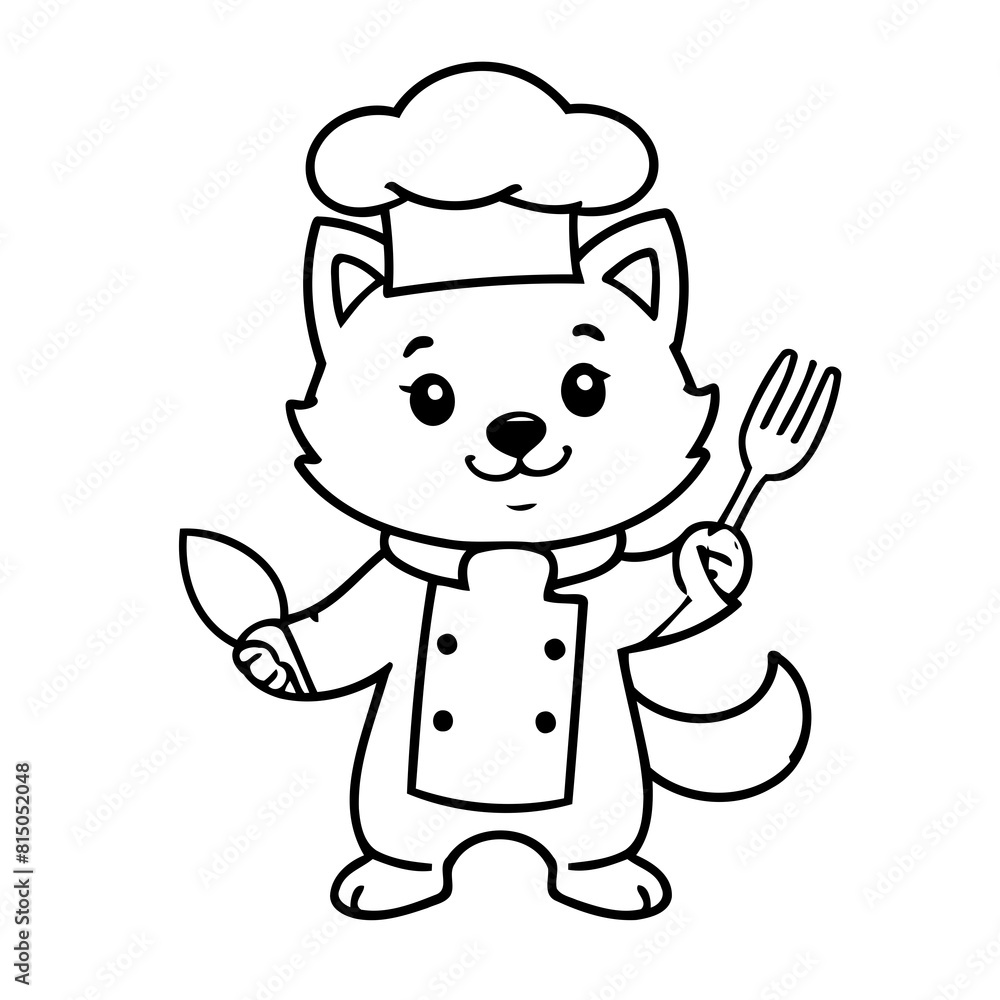 Simple vector illustration of Wolf colouring page for kids Simple vector illustration of Wolf colouring page for kids