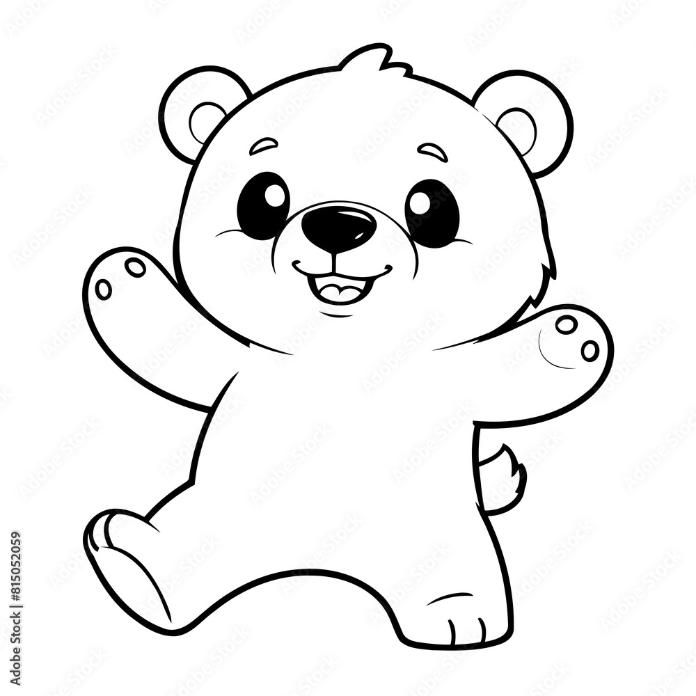 Fototapeta premium Cute vector illustration Bear for children colouring activity