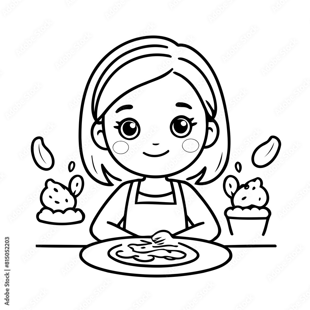 Simple vector illustration of Girl drawing for toddlers book Simple vector illustration of Girl drawing for toddlers book