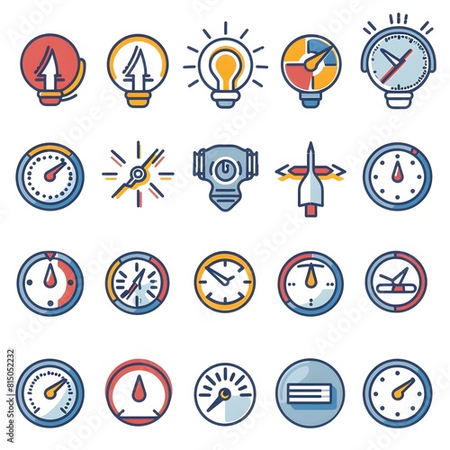 set of icons for web and applications, Stopwatch And Digital Clock Icons
 Generative AI