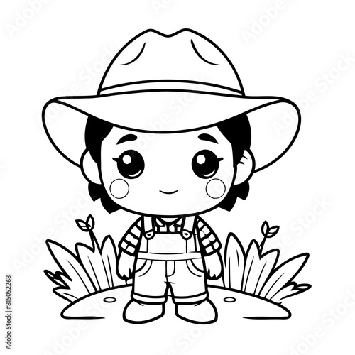 Cute vector illustration Farmer for kids colouring worksheet