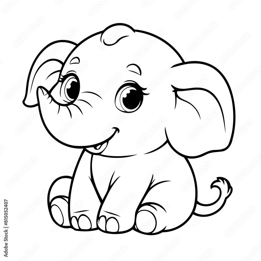 Cute vector illustration Elephant drawing for children page Cute vector illustration Elephant drawing for children page