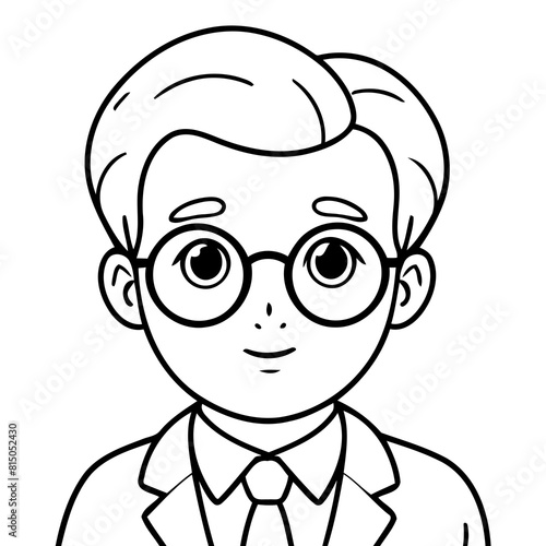 Cute vector illustration Professor doodle colouring activity for kids
