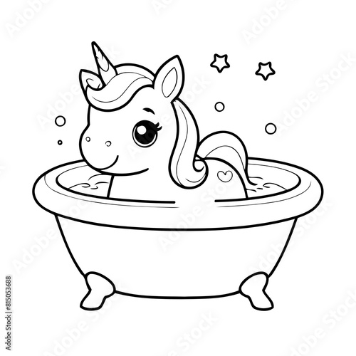 Cute vector illustration Unicorn doodle for kids coloring worksheet