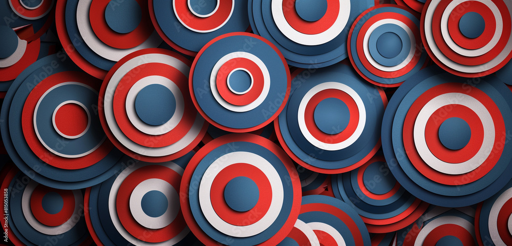 Modern Memorial Day design featuring overlapping patriotic circles in a chic vector style.