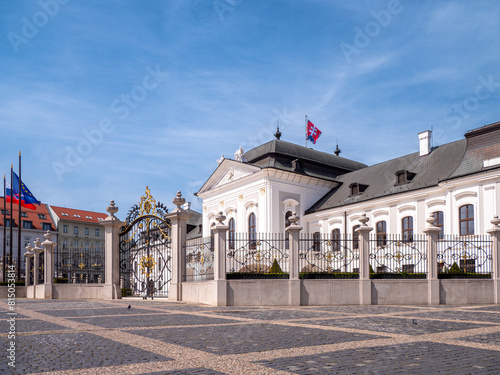 Photography Grasalkovic Palace or Presidential Palace is a Rococo building on Hodžovo town square in Bratislava