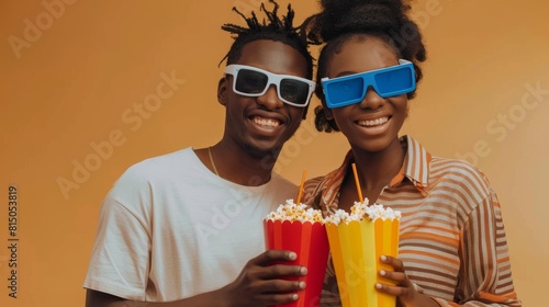 Couple with 3D Movie Glasses photo