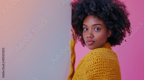 Woman with Stylish Afro Hairstyle photo