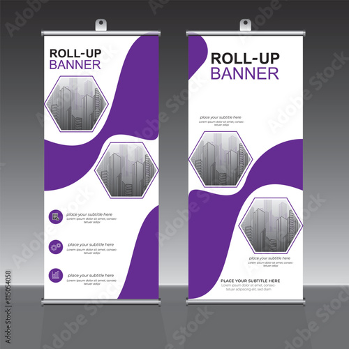 Roll up banner design template, vertical, corporate background, pull up design, vector, abstract geometric background, modern x-banner and flag-banner,rectangle size.