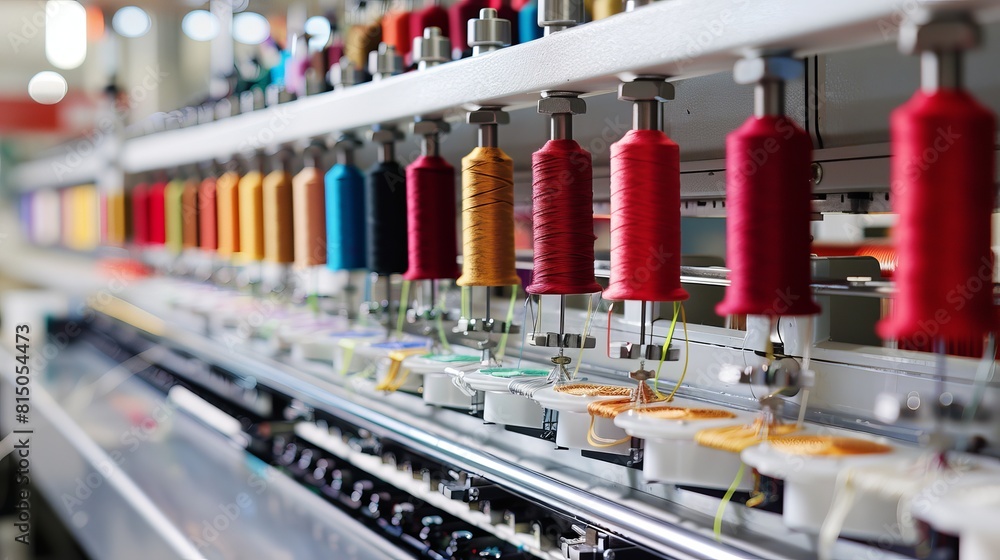 Stock photo of an embroidery machine at a clothing factory.