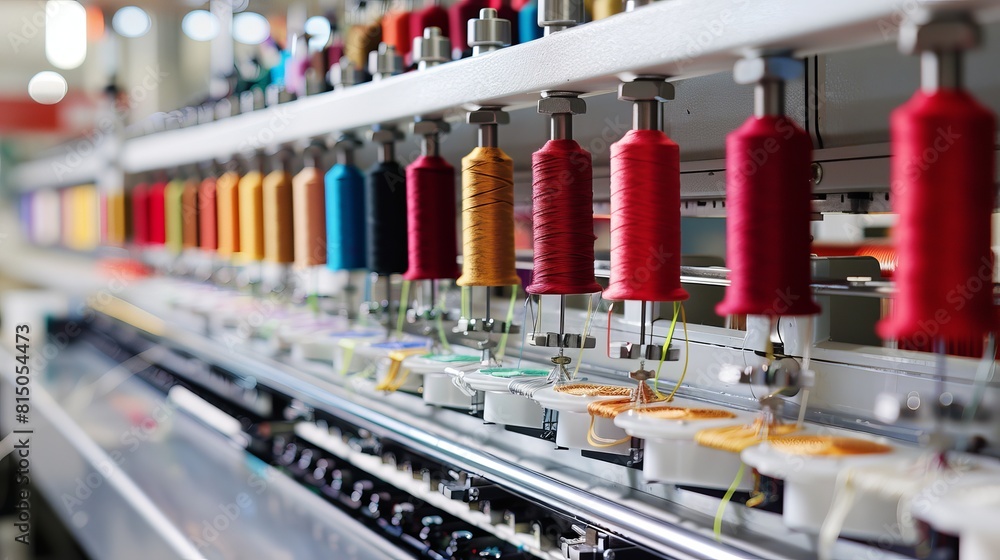 Stock photo of an embroidery machine at a clothing factory. Stock photo of an embroidery machine at a clothing factory.