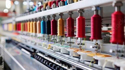 Stock photo of an embroidery machine at a clothing factory.