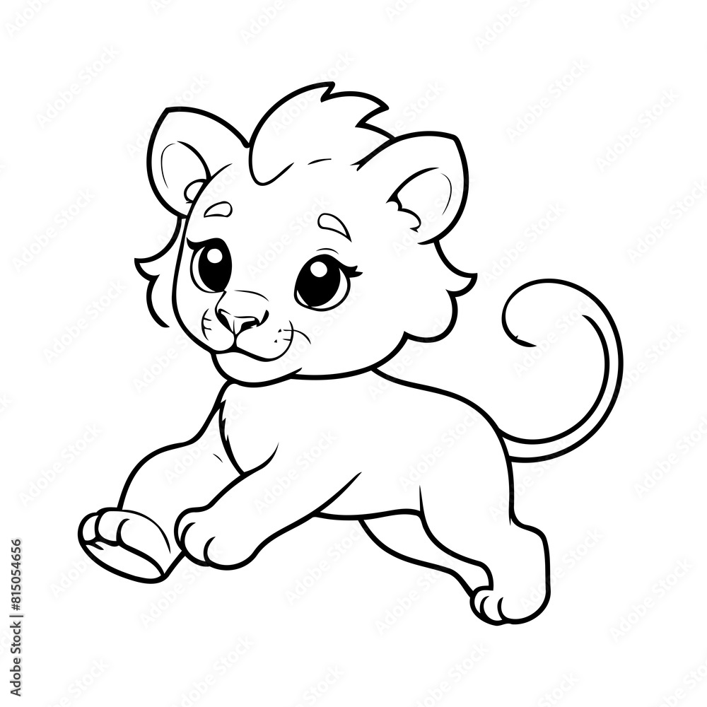 Simple vector illustration of Lion drawing for kids colouring page Simple vector illustration of Lion drawing for kids colouring page
