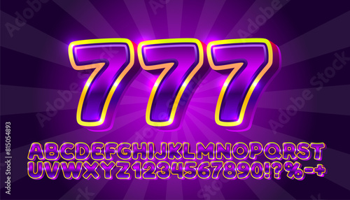 Casino golden font, color red. English alphabet and numbers sign. Vector illustration