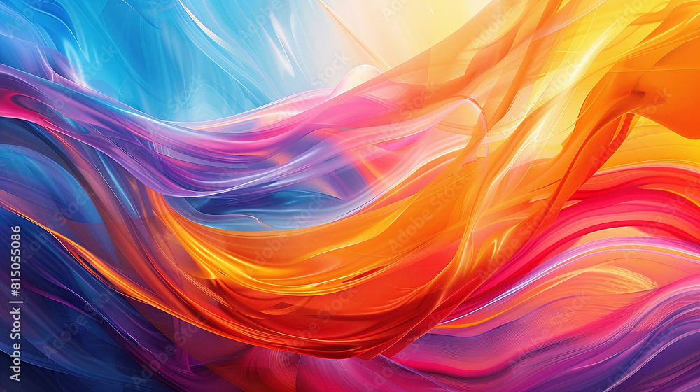 Vivid Blue and Orange Abstract Waves Flowing on Bright Pink Background Vivid Blue and Orange Abstract Waves Flowing on Bright Pink Background