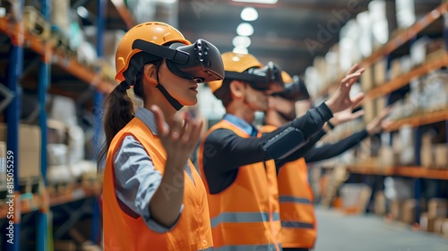 Warehouse workers wearing virtual reality headsets © SprintZz