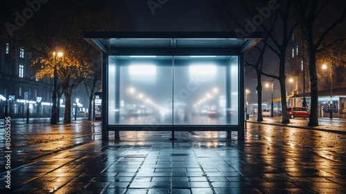 Empty space advertisement board  blank white signboard on roadside in city  blank billboard in city in night time