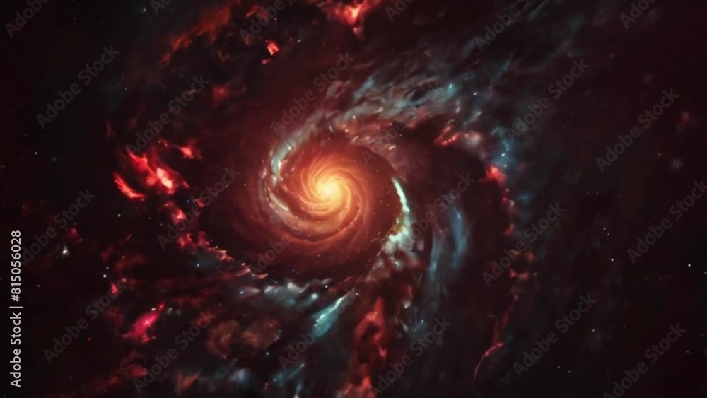 Abstract Spiral Galaxy with Red and Blue Nebulae Abstract Spiral Galaxy with Red and Blue Nebulae