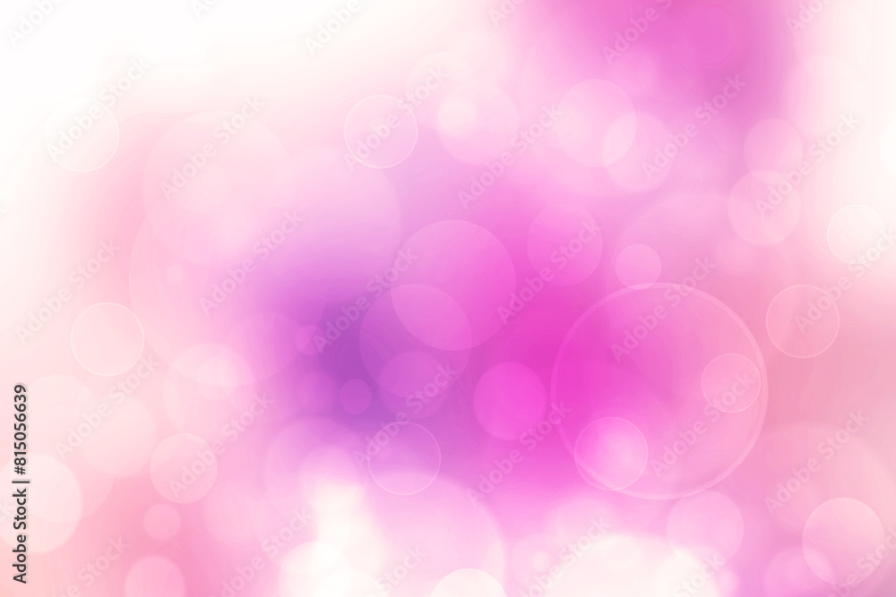 Abstract gradient light pink violet yellow background texture with blurred white bokeh circles and lights. Space for design. Beautiful backdrop.