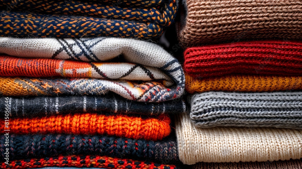 Vertical Stack of Folded Clothes - Stock Photo Vertical Stack of Folded Clothes - Stock Photo