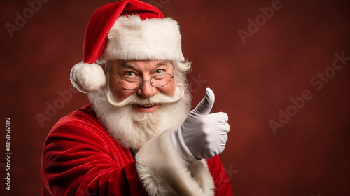 Portrait of happy Santa in red Christmas robe and hat