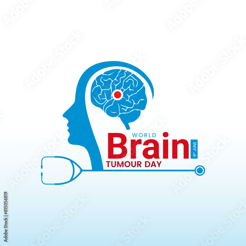 World Brain Tumor Day Creative Unique Vector Illustration, World Brain Tumor Day Concept. The human brain has bad symptoms ribbon care. Raise awareness, Detection, and prevention of brain tumors.