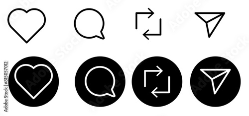 Love, comment, share icon vector illustration with editable stroke. Instagram threads icon set. Isoltaed element.