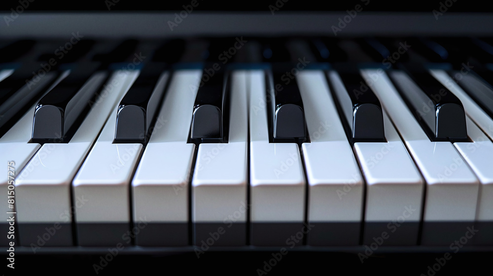 Close up of Black and White Piano Keys Shallow Depth of Field Music Concept