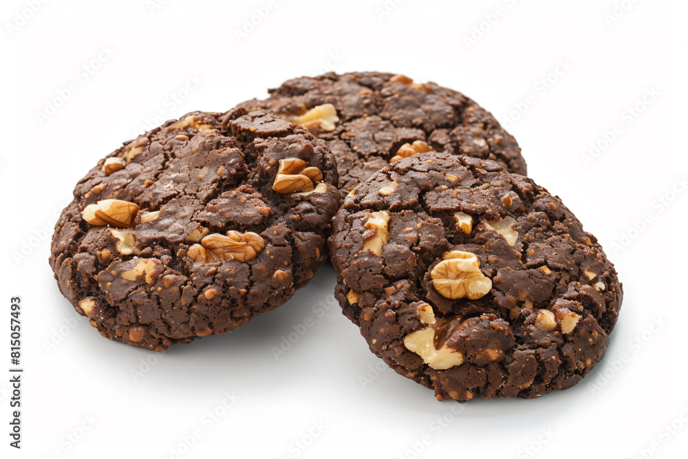 two cookies with nuts on a white surface two cookies with nuts on a white surface