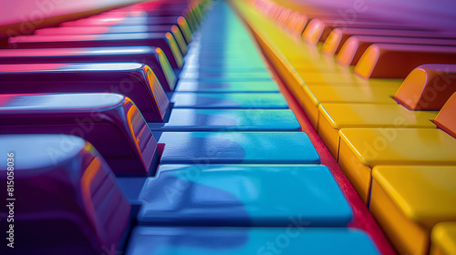 Colorful piano keys. 3d rendering.